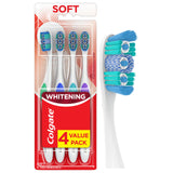 Colgate 360 Optic White Whitening Toothbrush, Adult Soft Round-Head Manual Brush, 4-Pack of an All-in-One Tool for an Uncluttered Bathroom Counter
