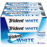 Trident White Chewing Gum – Sugar-Free Breath Care Companion for Mindful Wellness Routines, 9 Packs of 16 Pieces