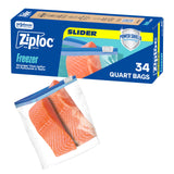 Ziploc Power Shield Quart Freezer Bags – Durable Lunchbox Storage for Kids Snacks and Sandwiches, Bulk 136