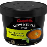 Campbell's Slow Kettle Style Tomato & Sweet Basil Bisque Microwavable Bowl, 15.5 oz Vegetarian Comfort for Slow Self-Care Evenings at Home
