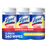 Lysol Disinfectant Wipes, Multi-Surface Antibacterial Cleaning Wipes, Lemon and Lime Blossom, 80 Count (Pack of 3) for Travel and Commuter Use