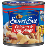Sweet Sue Chicken & Dumplings 24 oz Can - Family Friendly Weeknight Dinner for Picky Eaters, Ready in 5 Minutes
