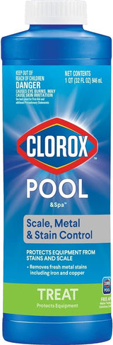 Clorox Pool&Spa Scale, Metal & Stain Control for Efficient Pool Maintenance Pros, Fast-Acting Treatment for Client Pools, 1 Quart