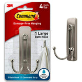 Command Large Double Bathroom Wall Hook – Drill-Free Towel Hook for Rental Bathrooms with No Wall Damage and No Tools