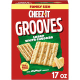 Cheez-It Grooves Sharp White Cheddar Crackers – Portable Crunchy Snack for Road Trips, Hiking Trails, and Camping Coolers, 3.25oz Multipack