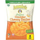 Annie's Organic Cheddar Cheesy Smiles – USDA Organic Clean Label Pantry Snack, 4 oz