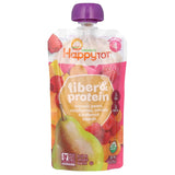 Happy Tot Organics Toddler Nutrition Pouch – USDA Organic Pear Raspberry Squash Fiber and Protein Blend for Daily Wellness, 4 oz Pack of 4