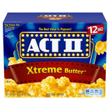 ACT II Xtreme Butter Microwave Popcorn 12 ct – Portable 2.75 oz Snack Bags for Camping Trips, Patio Lounging, and Backyard Bonfire Nights