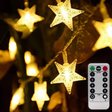 Homeleo Star String Lights, Flameless Battery LED Lights Safe for Kids & Pets, Warm White with Remote