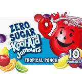Kool-Aid Jammers Tropical Punch Zero Sugar Pouches, 10 ct Box, Spill-Resistant Lunch Drink for School