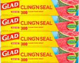 Glad Cling N Seal Plastic Wrap – Airtight Leak-Proof Wrap for the Child- and Pet-Friendly Home, Secure Bowl Covers