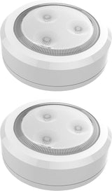 Brilliant Evolution Cool-to-Touch LED Puck Lights – Child and Pet-Safe Stick On Lighting for Bedrooms and Stairs, Pack of 2