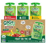 GoGo squeeZ Organic Fruit & Veggie Pouches – Allergen-Free Lunchbox Snack for Kids, 12-Count Variety Pack