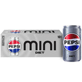 Pepsi Diet and Zero Sugar Mini Cans, 7.5oz (10 Pack) – Calorie-Conscious Soda for Home Office