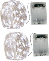 LUMIO Battery Operated Fairy String Lights Pair – Living Room Shelf and Headboard Decor, Flexible Silver Wire LED 16.4ft for Layered Home Lighting Design