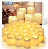 SHYMERY Flameless Votive Candles 24 Pack Flickering LED Tea Lights for Her Housewarming Gift and Birthday Present Women