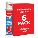Colgate Kids Fluoride Toothpaste Pump, Bubble Fruit Flavor for Kids 6+, ADA Accepted, 4.4 Oz Six-Pack for the Kids' Bathroom