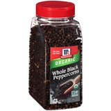 McCormick Organic Whole Black Peppercorns 13.75 oz – Clean-Ingredient Pantry Staple for Mindful Home Cooking