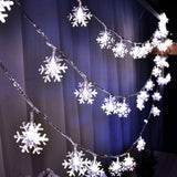 WesGen Snowflake String Lights 20ft – Simple Neutral Holiday Lighting for Minimalist Living Room & Entryway, Battery