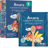 Amara Organic Baby Food Stage 2 Oats & Berries Mixable Pouch for Nursery and High Chair Feeding, 3.5oz 5-Pack