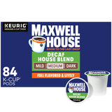 Maxwell House Decaf House Blend K-Cup Pods – Single-Serve Coffee for Uncluttered Apartment Kitchens, 84 ct Box