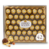 Ferrero Rocher Hazelnut Chocolate Box – Easter Basket Stuffer for Kids and Family Spring Gatherings, 42 Individually Wrapped Candies