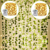 KASZOO Artificial Ivy Garland with Battery LED Lights – Safe No-Heat Nursery and Kids Bedroom Wall Decor