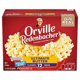 Orville Redenbacher's Ultimate Butter Microwave Popcorn 12-Count Whole Grain Fiber Snack for Mindful Evening Wind-Down
