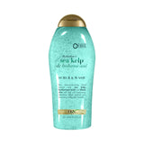 OGX Sea Kelp Body Scrub with Hyaluronic Acid – Aromatherapy Pear & Cedarwood Exfoliating Wash for Stress Relief Showers