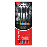 Colgate Slim Soft Charcoal Toothbrush 4-Pack – Modern Matte-Black Bathroom Accessory for a Coordinated Guest Powder Room