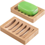 AmazerBath Bamboo Soap Dish 2 Pack – Calming Bath Accessory for Nightly Wind Down Ritual