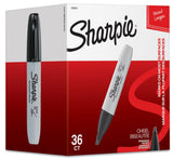 Sharpie Chisel Tip Black Permanent Markers 36 Pack - Safe School Markers for Anchor Charts, Visual Learning Aids, and Student Art Projects
