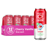 Sparkling Ice Caffeine Black Raspberry Sparkling Water for Gym Bag Refreshers, Portable Sparkling Water with 70mg Caffeine