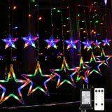 Blingstar Star Curtain Lights 138 LED 12 Star 30V Child-Safe Multicolor Christmas Lights 8.2 Ft Window Lights for Nursery and Kids Bedroom