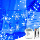 BrizLabs Snowflake String Lights – Patio & Porch Railing Decor, IPX7 Waterproof Battery Operated 16ft LEDs