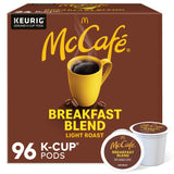 McCafe Breakfast Blend K-Cup Pods, Clean Bulk Storage in Four Compact 18-Count Boxes, 96 Count