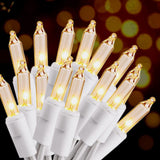 Classic Christmas Mini Lights 21ft/32ft Incandescent Warm White Strand for Dining Room Ambiance and Holiday Home Styling, White Wire
