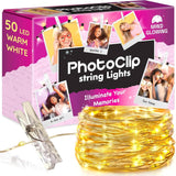 Mind-Glowing Photo Clips String Light - Minimalist Bedroom Wall Decor, Clean Copper Wire String Lights with Clips for Simple Photo Display