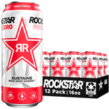 Rockstar Pure Zero Energy Drink – Low-Carb Hydration and Focus for Calorie-Conscious Routines, Fruit Punch, 16oz, 12 Pack