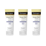 Neutrogena Mineral Sunscreen Sheer Zinc Lotion – Thoughtful SPF 50 Gift for Her, Sensitive Skin Eczema Care 3-Pack