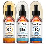 TruSkin Three-Step Skincare Set – Unscented, Paraben-Free Serums for Intentional Beauty