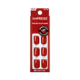 KISS imPRESS Press On Nails - Birthday Gift for Women and Teens, Ready-to-Wear Red Manicure Kit with Prep Pad and File