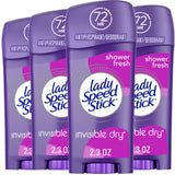 Lady Speed Stick Invisible Dry Antiperspirant – Clean Vanity Staple for Uncluttered Bathroom Counters, 2.3 oz (4 Pack)