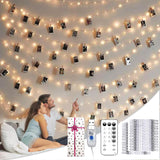 Fairy String Lights for Bedroom Ambiance - 40FT 120LED Warm White Photo Clip Lights, USB Powered Wall Decor for Dorm Apartment