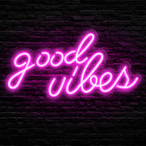 Blue Good Vibes Neon Sign – Cool-to-Touch LED Neon Light for Bedroom, Flameless Wall Decor