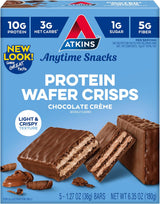 Atkins Chocolate Crème Protein Wafer Crisps – Mindful Keto Snack for Self-Care Nights, Guilt-Free Low-Sugar Indulgence