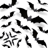 CESOF 3D Halloween Bat Wall Decor – 70-Piece Black PVC Decals for Living Room, Bedroom & Fireplace Mantle Accents
