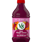 V8 Beet Ginger Lemon 100% Vegetable Juice – Resealable Bottle for Picnics and Patio Lunches, 46 fl oz