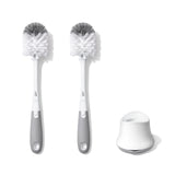 OXO Tot Bottle Brush with Nipple Cleaner and Stand – Family-Safe Bottle Washer for Kitchen Sink, 2-Pack Gray