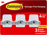 Command Broom and Mop Gripper 3-Pack – Designer-Approved Broom Holder for Mudroom Decor